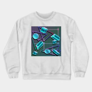 90s Trapper Binder Keeper Geometric Grid Tron Pattern 80s Retro Crewneck Sweatshirt